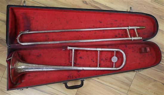 A cased trombone